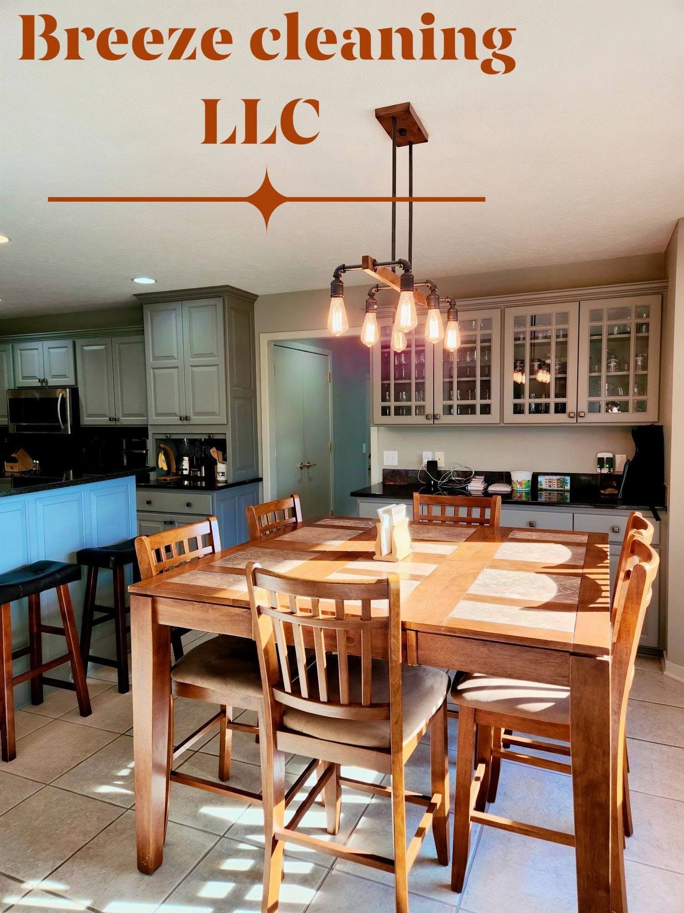 White galley kitchen with granite counters after a deep clean